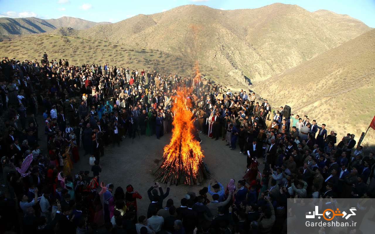 تصاویر زیبا از پایکوبی زنان و مردان در جشن باستانی نوروز «ژاورود» کردستان