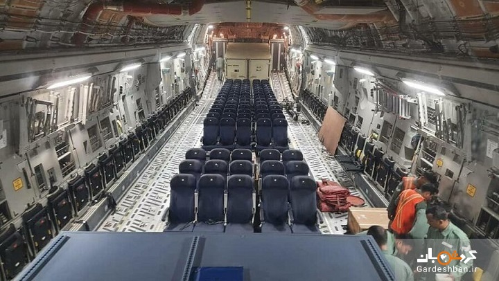 هواپیمای غول پیکر نظامی هند برای انتقال شهروندانش در فرودگاه امام خمینی(ره) + تصاویر