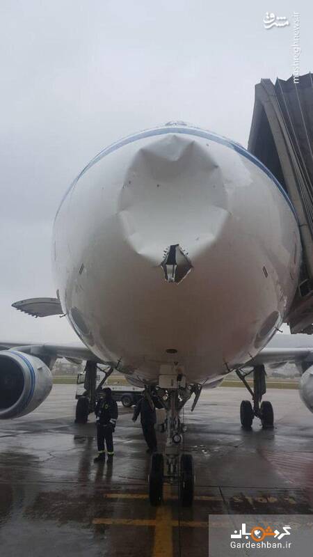 اصابت صاعقه با هواپیمای مسافربری خطوط هوایی کویت/عکس