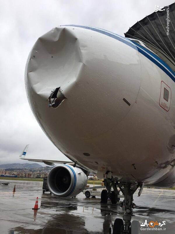 اصابت صاعقه با هواپیمای مسافربری خطوط هوایی کویت/عکس
