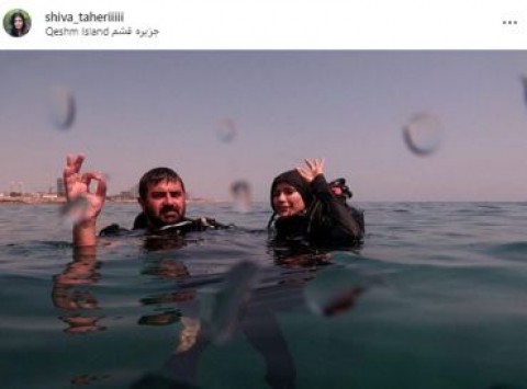 رونمایی خانم بازیگر ایرانی از همسرش روی آب+عکس