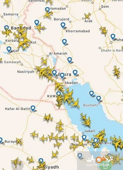کدام شرکت‌های هواپیمایی پرواز بر فراز تنگه هرمز را متوقف کرده‌اند؟/ نقشه تغییر مسیر پروازی حاشیه نشین‌های خلیج فارس را ببینید