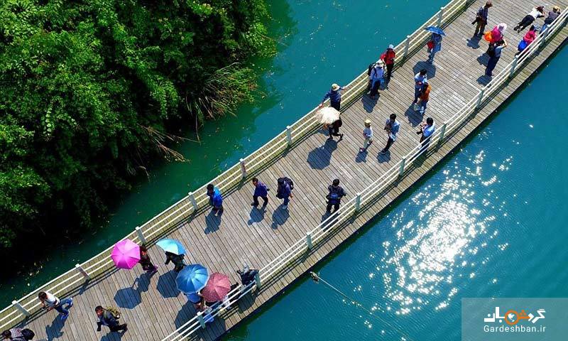 پل معلق روی آب در چین؛ گردشگاهی شگفت انگیز+تصاویر