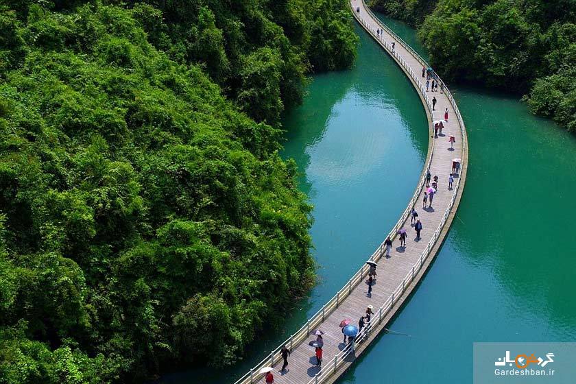 پل معلق روی آب در چین؛ گردشگاهی شگفت انگیز+تصاویر