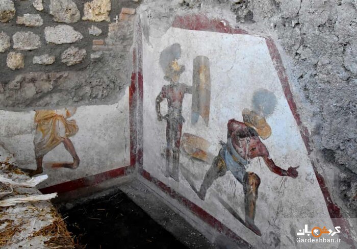 عکس/ کشف نقاشی‌دیواری از گلادیاتورها در پی حفاری‌های پمپئی ایتالیا
