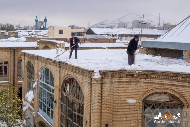 حال و هوای بازار تاریخی اراک پس از اولین برف پاییزی + تصاویر