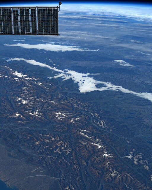 نمای تماشایی کوه‌های آلپ از منظر ایستگاه فضایی بین‌المللی