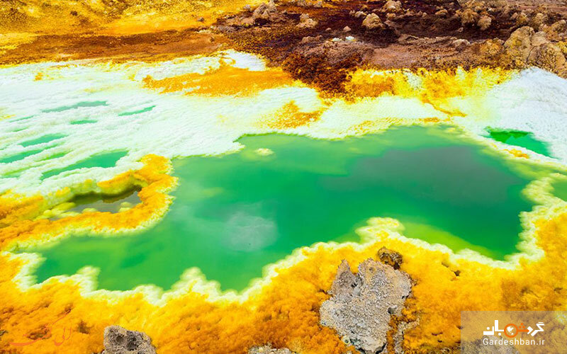 سفر به عجایب اتیوپی / دالول؛ بیابانی آتش‌فشانی با بزرگترین حفره‌های آب گرم جهان + تصاویر