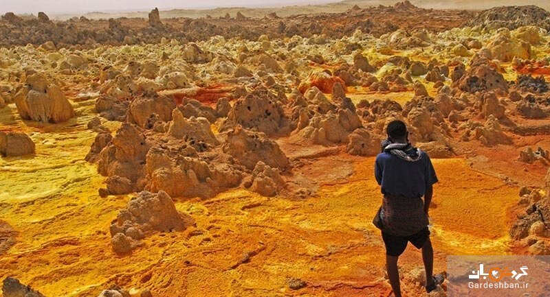 سفر به عجایب اتیوپی / دالول؛ بیابانی آتش‌فشانی با بزرگترین حفره‌های آب گرم جهان + تصاویر