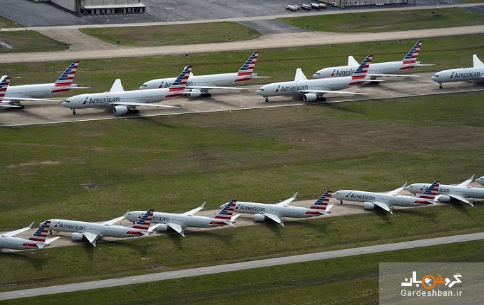 عکس/ هواپیما‌های پارک شده امریکن ایرلاینز در فرودگاه اوکلاهاما