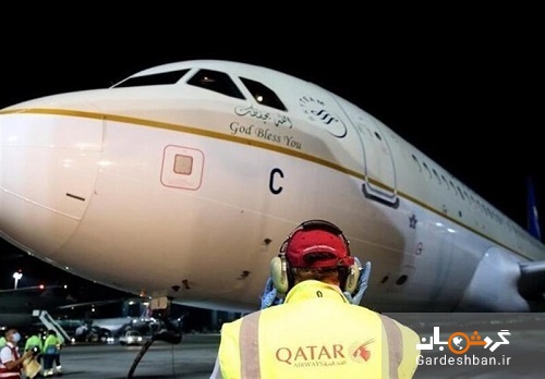 ورود اولین هواپیمای سعودی به قطر پس از ۳سال/عکس
