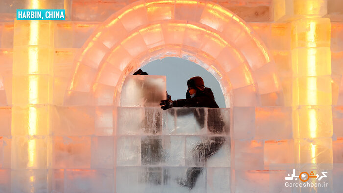 جشنواره داغ سازه‌های یخی در چین و بازار سرد گردشگران خارجی +تصاویر