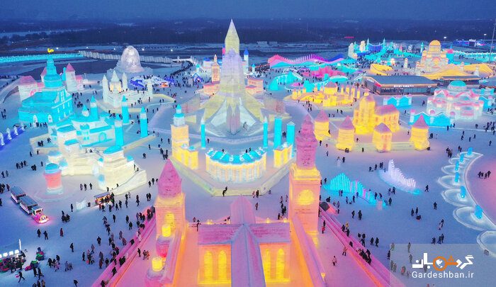 جشنواره داغ سازه‌های یخی در چین و بازار سرد گردشگران خارجی +تصاویر