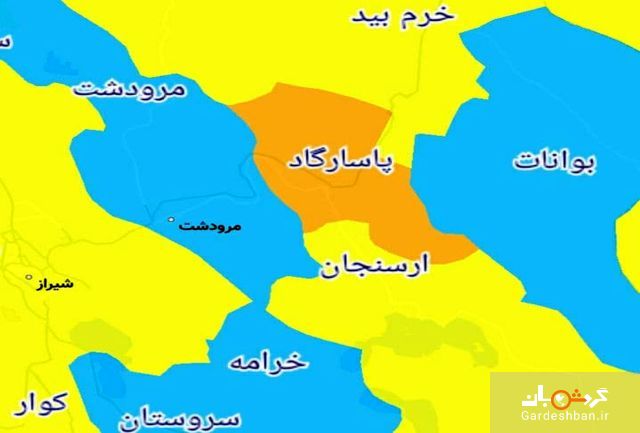 شهرهای ممنوعه برای سفر در استان فارس/نقشه