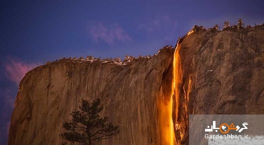 آبشاری عجیب به رنگ آتش در کالیفرنیا+عکس