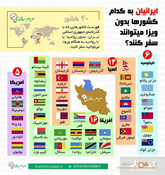 ایرانیان بدون ویزا به کدام کشور‌ها سفر می‌کنند؟ + عکس