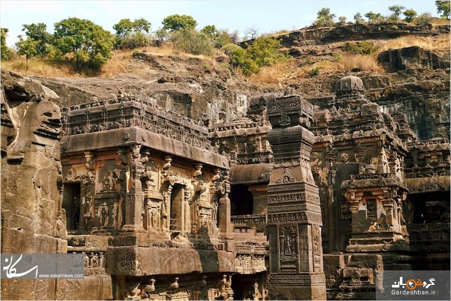 معبد قرن هشتم هند که از یک سنگ تراشیده شده است +تصاویر