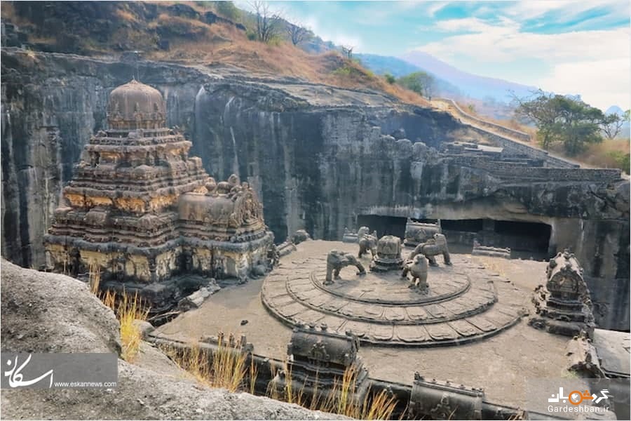 معبد قرن هشتم هند که از یک سنگ تراشیده شده است +تصاویر