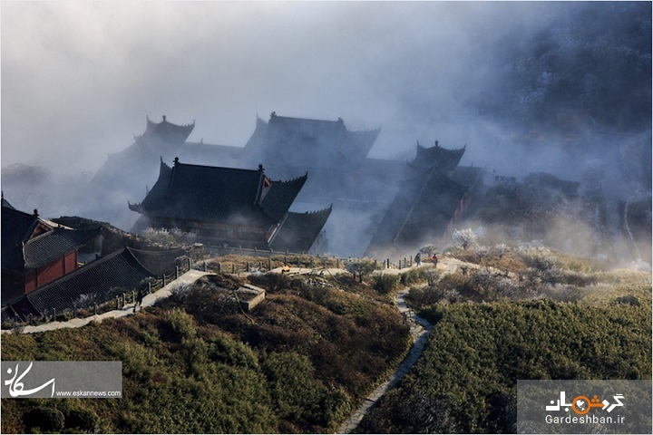 دو معبد بودایی چین در قله‌ای با 8888 پله حیرت‌انگیز + تصاویر