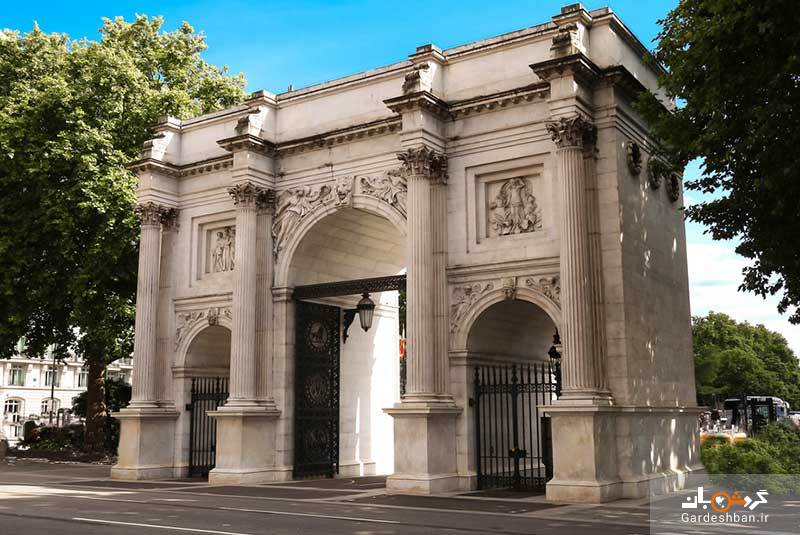 ماربل آرچ لندن، طاق مرمری سفید و دروازه‌ی ورودی کاخ باکینگهام/عکس