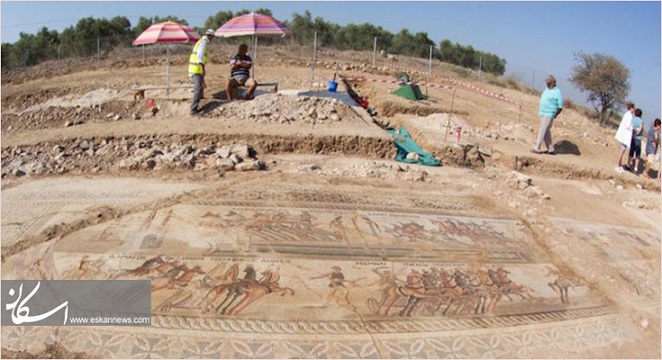 کشف موزاییک باستانی ارابه‌ای که به قرن 4 میلادی برمی‌گردد +تصاویر
