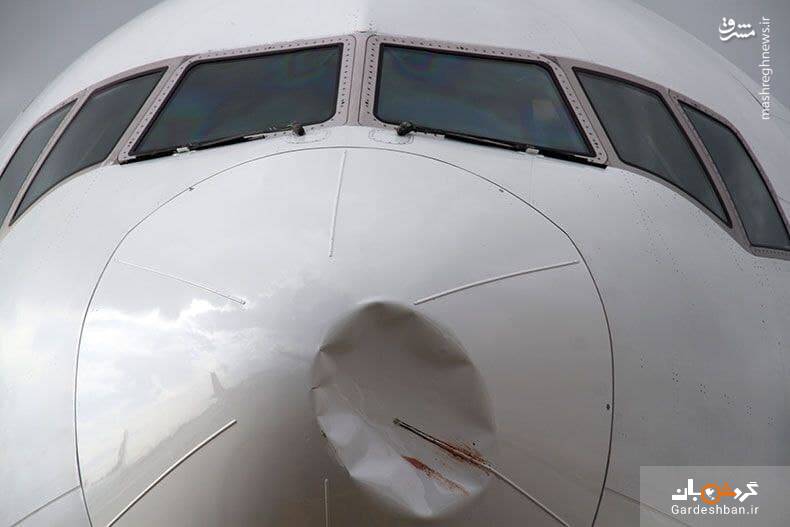 خطر از بیخ گوش مسافران هواپیما گذشت + عکس