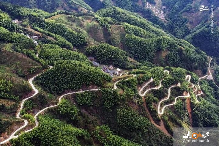 عکس/ جاده‌ای مارپیچ در ارتفاعات چین