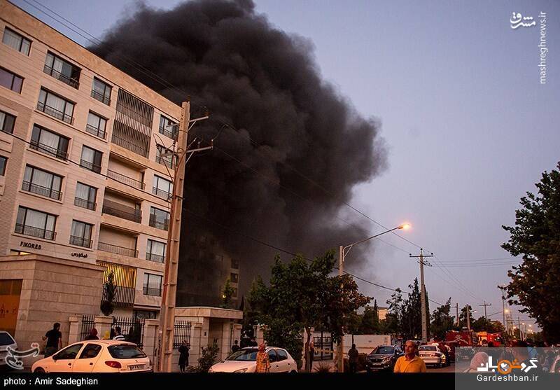 آتش سوزی در ساختمان هتل نیمه‌کاره/ عکس