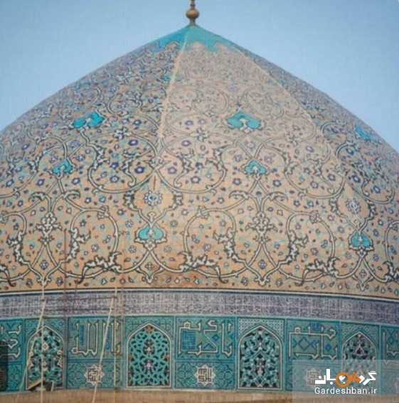 گنبد شیخ لطف‌الله دو رنگ شد!/ زخم مرمت پرحاشیه به گنبد اعجاب انگیز + تصاویر