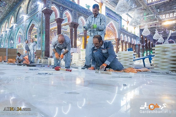 کاشی کاری در صحن حرم مطهر امام حسین(ع)