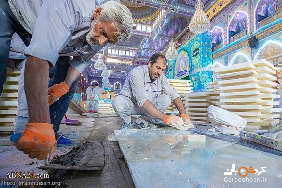 کاشی کاری در صحن حرم مطهر امام حسین(ع)