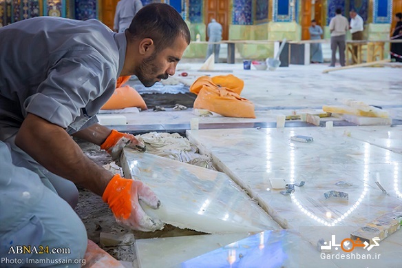 کاشی کاری در صحن حرم مطهر امام حسین(ع)